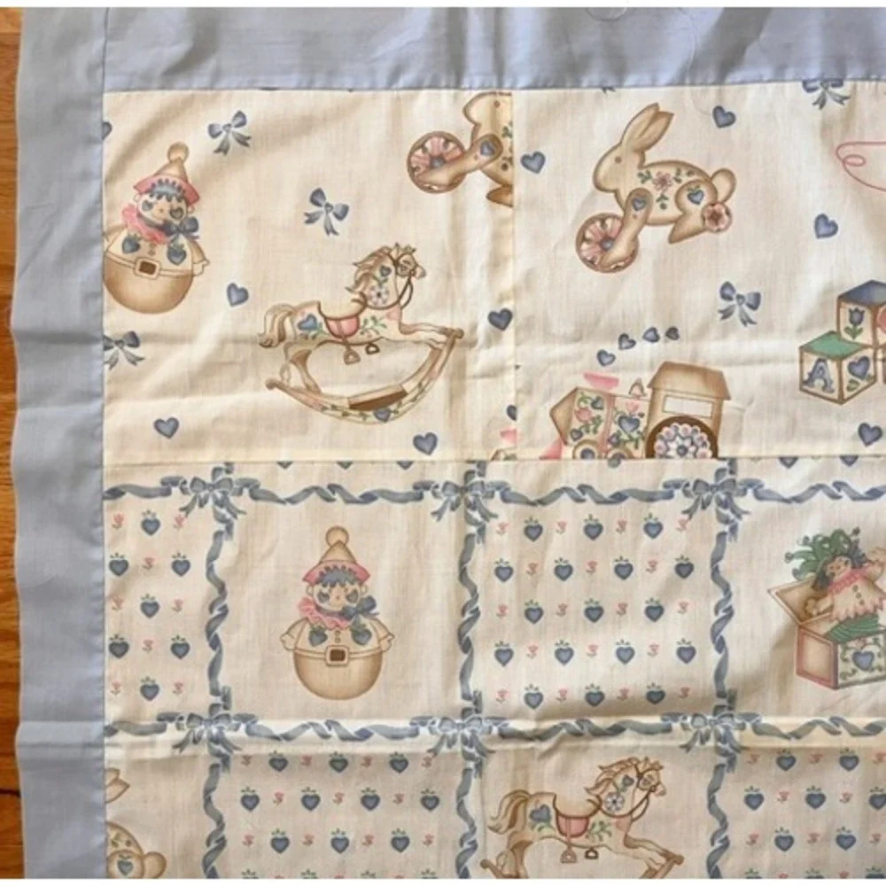 Baby Toy Quilt top in blue and pink pastel colors